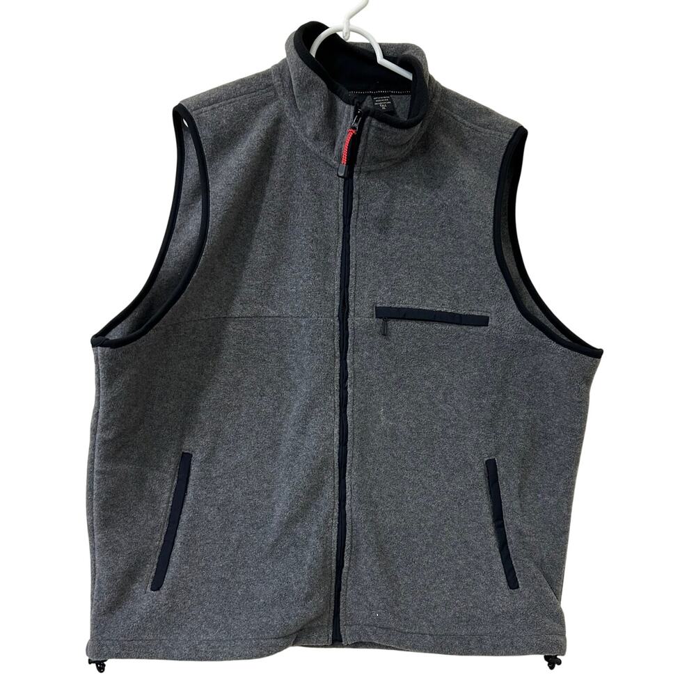 Eddie Bauer Vtg Mens Sz XL Tall Gray Fleece Full Zip Vest Gorpcore Outdoors 90s